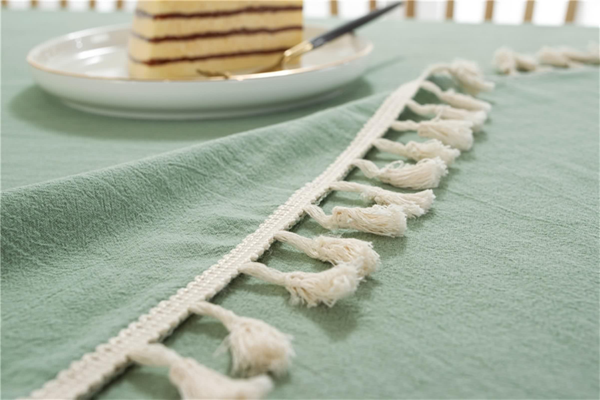 Tovaglia Cotone Moderna, Tovaglia Tavolo Sagra Verde Chiaro Tinta Unita con Nappa Copritavolo 130X180CM per Soggiorno Cucina