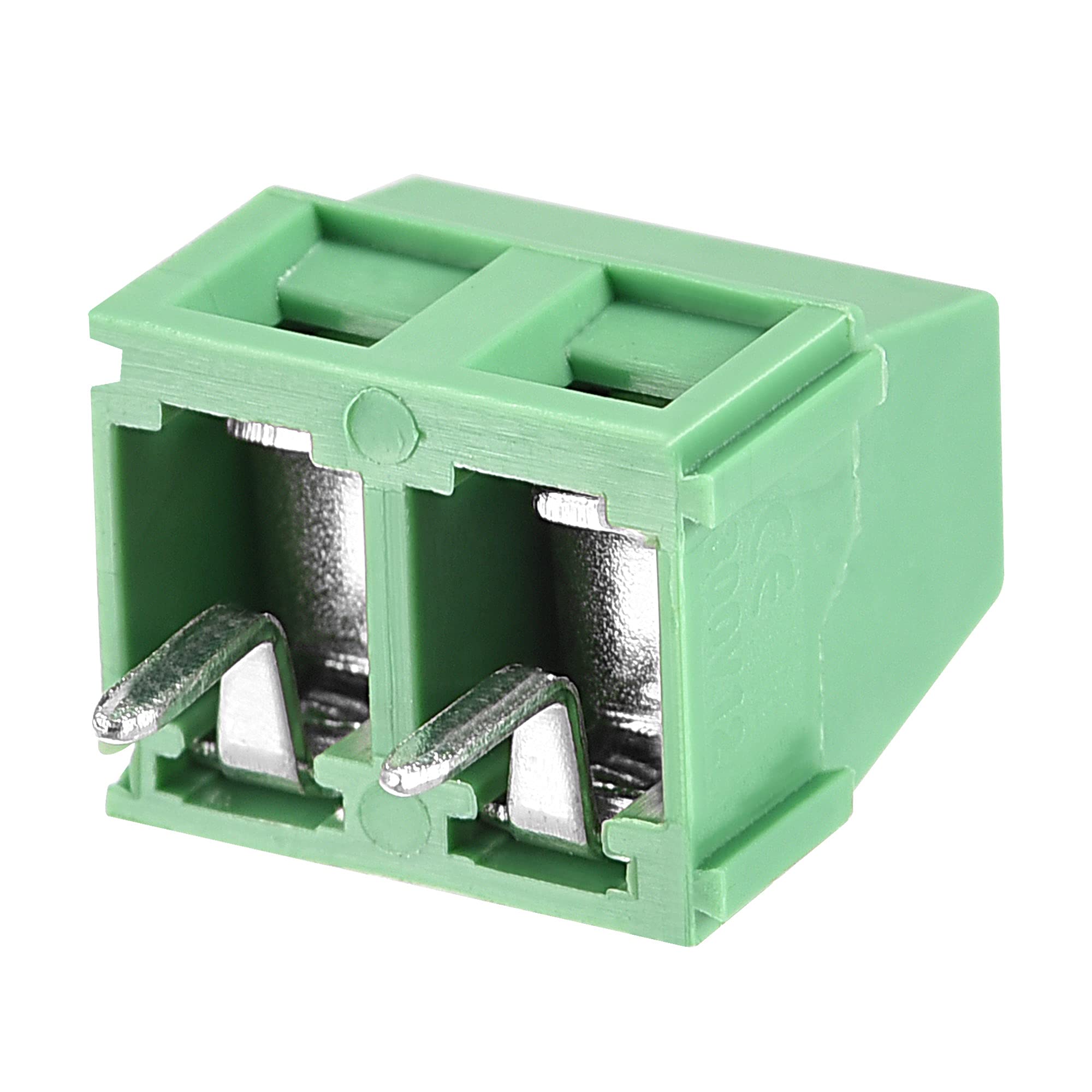 MECCANIXITY PCB Screw Terminal Steel Plated Zinc Contact AC300V 12A 2P 5mm Pitch for Prototype Board Green Pack of 20