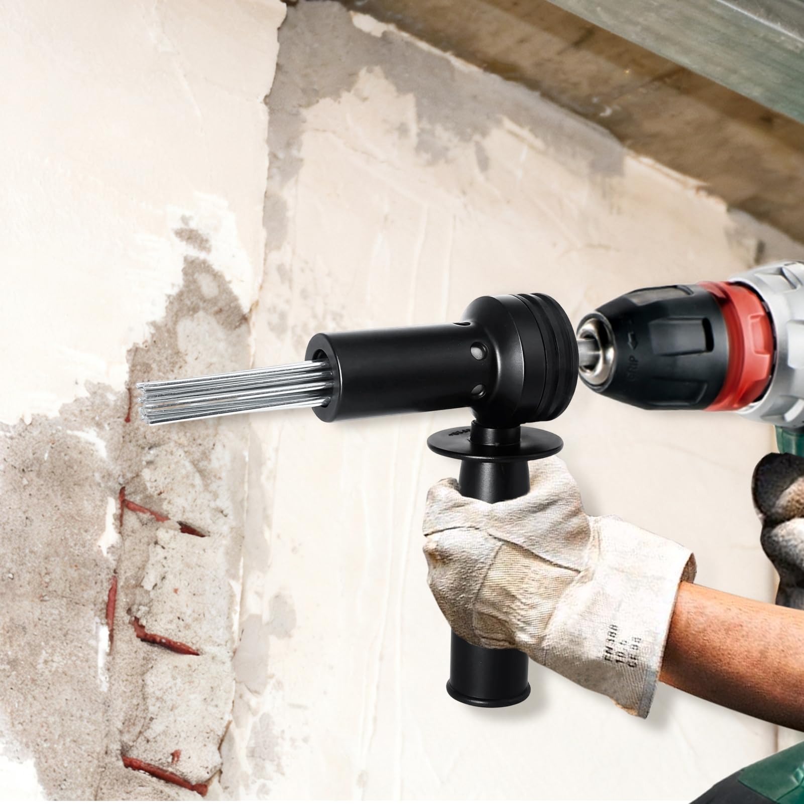 SDS Shank Electric Hammer Needle Scaler Adapter, 18-Needle Design Rust Remover Concrete Drilling Tool Multi-Surface Electric Hammer Attachment for Rust Removal and Concrete Surfaces Preparation