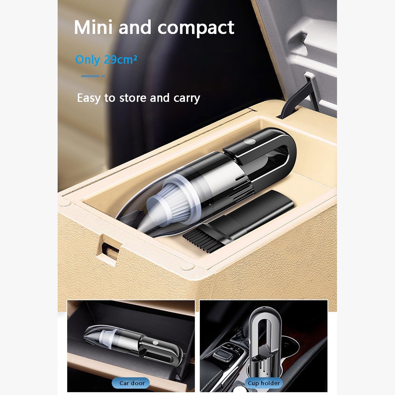 aspirapolvere per auto, Aspirapolvere portatile for auto USB da 6000pa con autonomia di 30