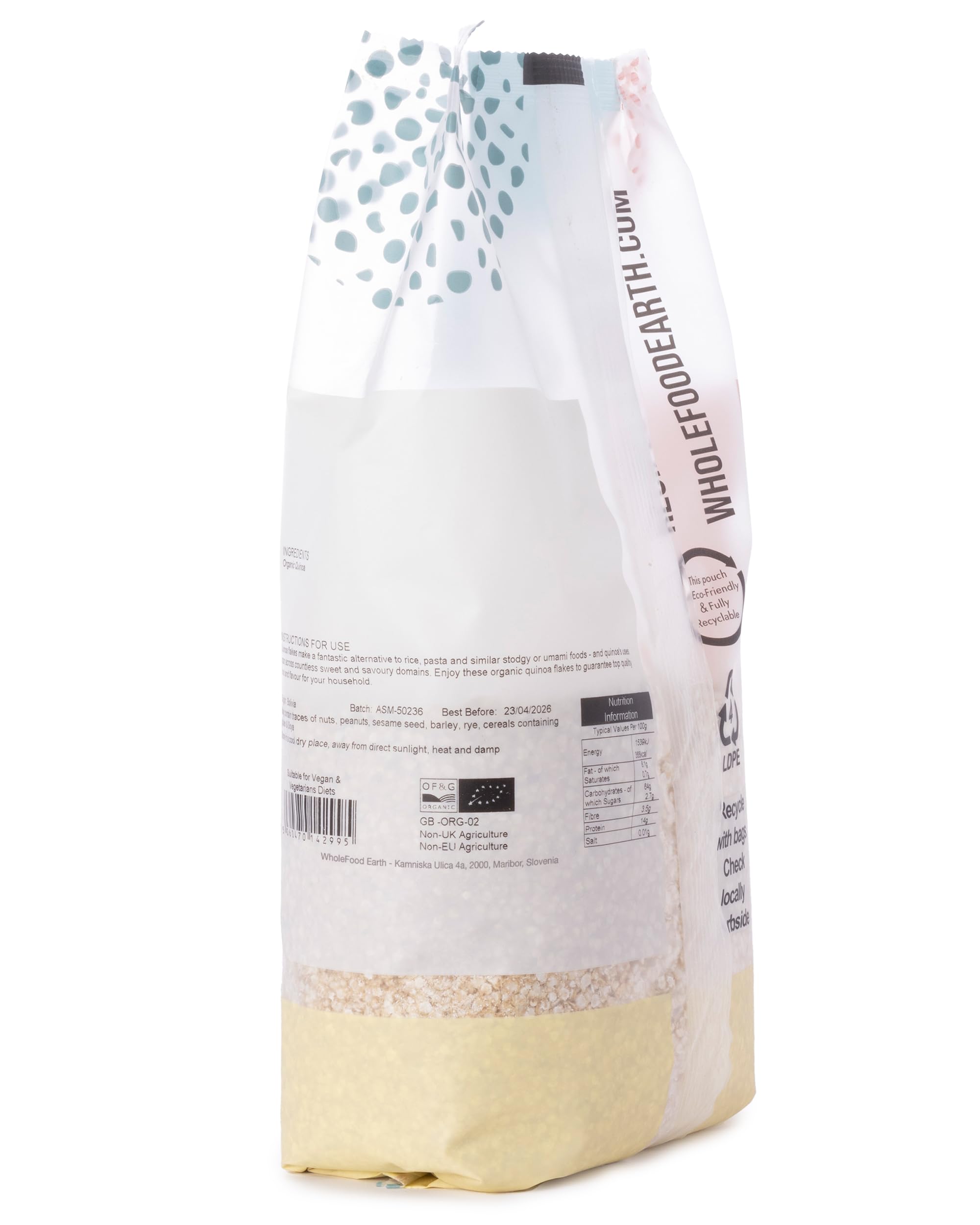 Wholefood Earth Bio Quinoa Flocken – 500g | Vegan | GMO-frei | Ballaststoffreich