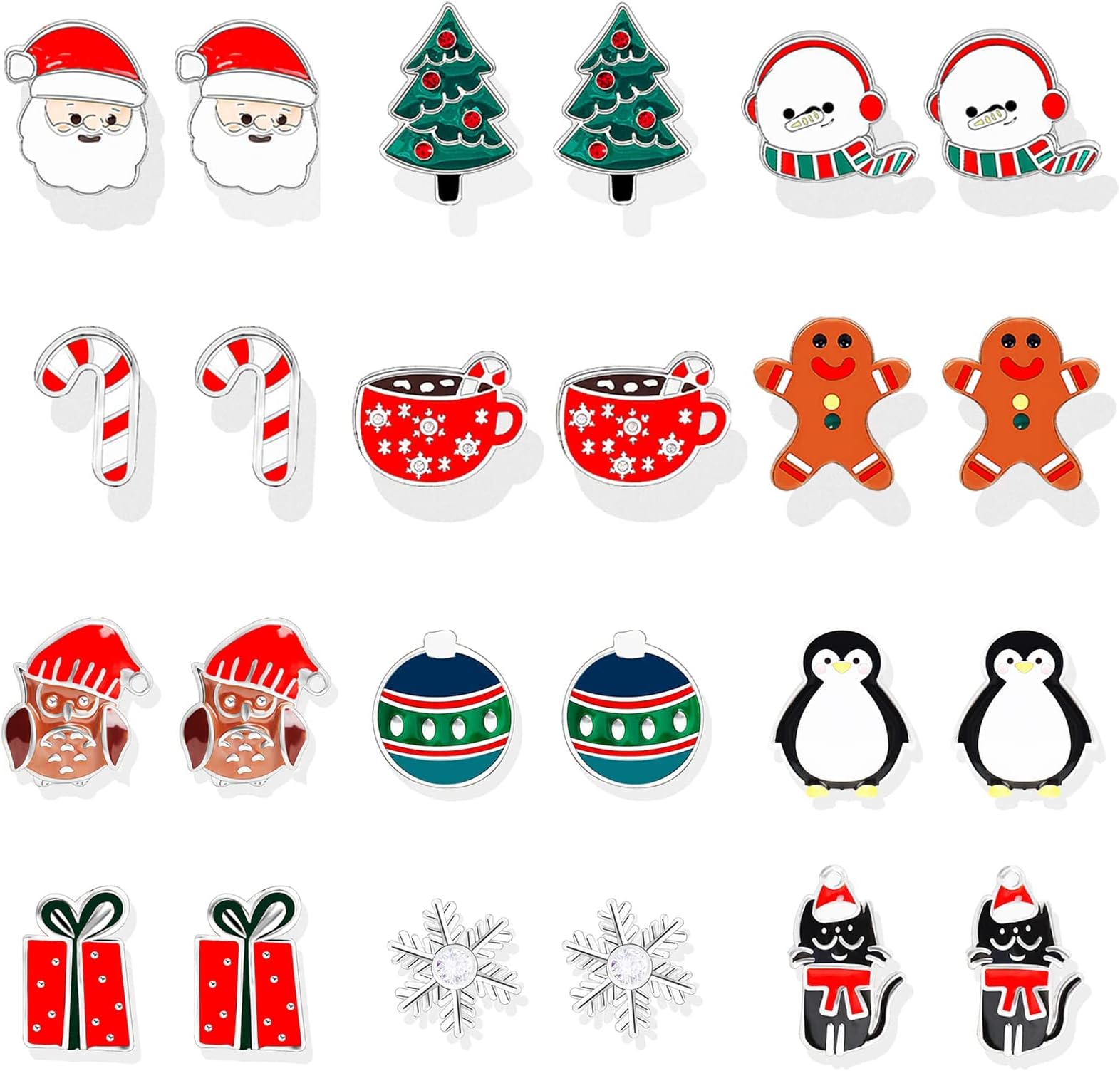 Christmas Earrings Stocking Stuffers for Women Teen Girls Christmas Gifts Decorations Accessories Tree Cake Snowflake Candy Cane Penguin Gingerbread Jewelry Xmas Sweater Dresses Shirts Outfits