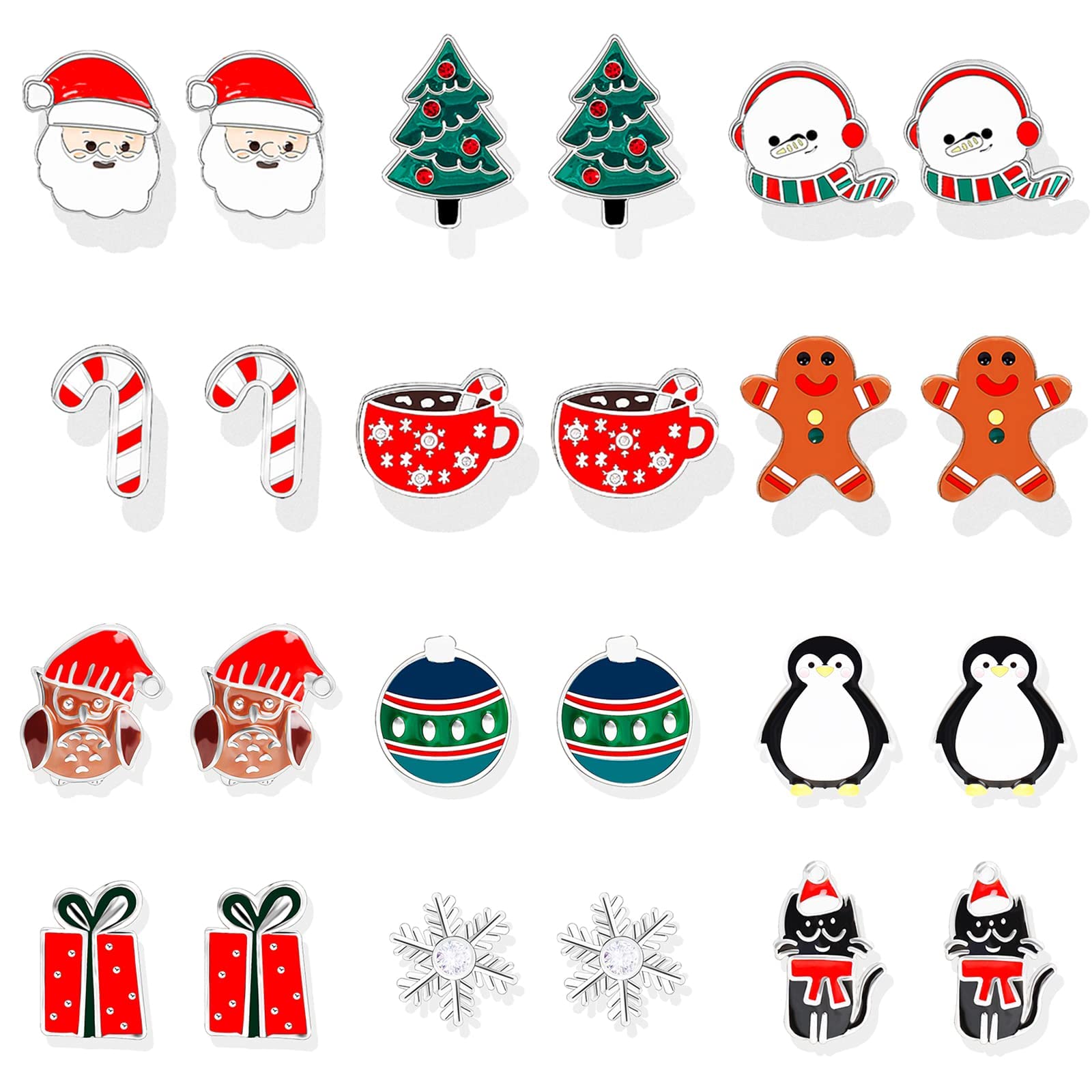 Christmas Earrings Stocking Stuffers for Women Teen Girls Christmas Gifts Decorations Accessories Tree Cake Snowflake Candy Cane Penguin Gingerbread Jewelry Xmas Sweater Dresses Shirts Outfits