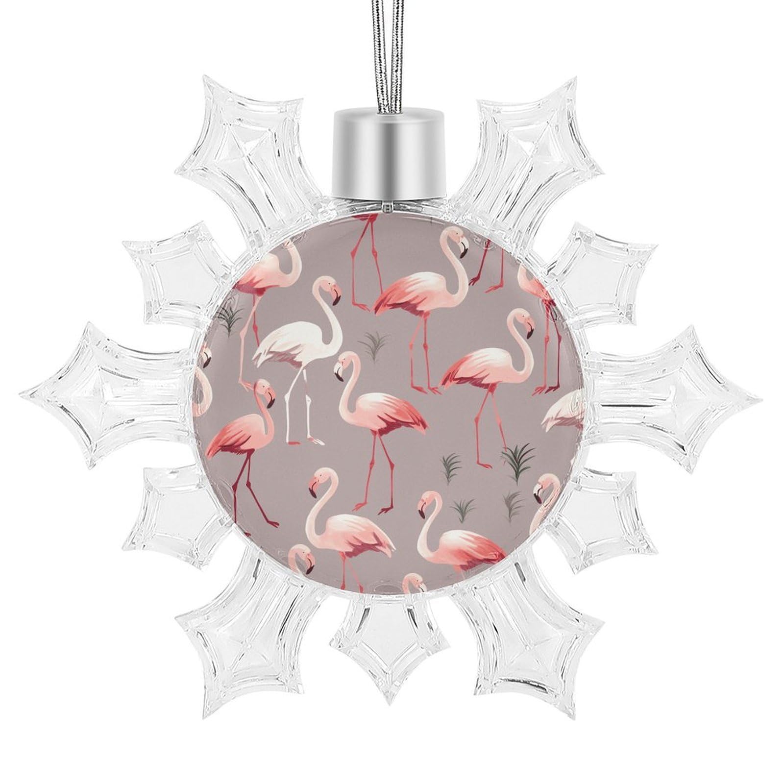 Pink Flamingo Pattern Snowflake Decorations,Christmas Decorations，Christmas Indoor Winter Wonderland Decor，Hanging Ornaments for Xmas Tree Winter New Year Party Supplies