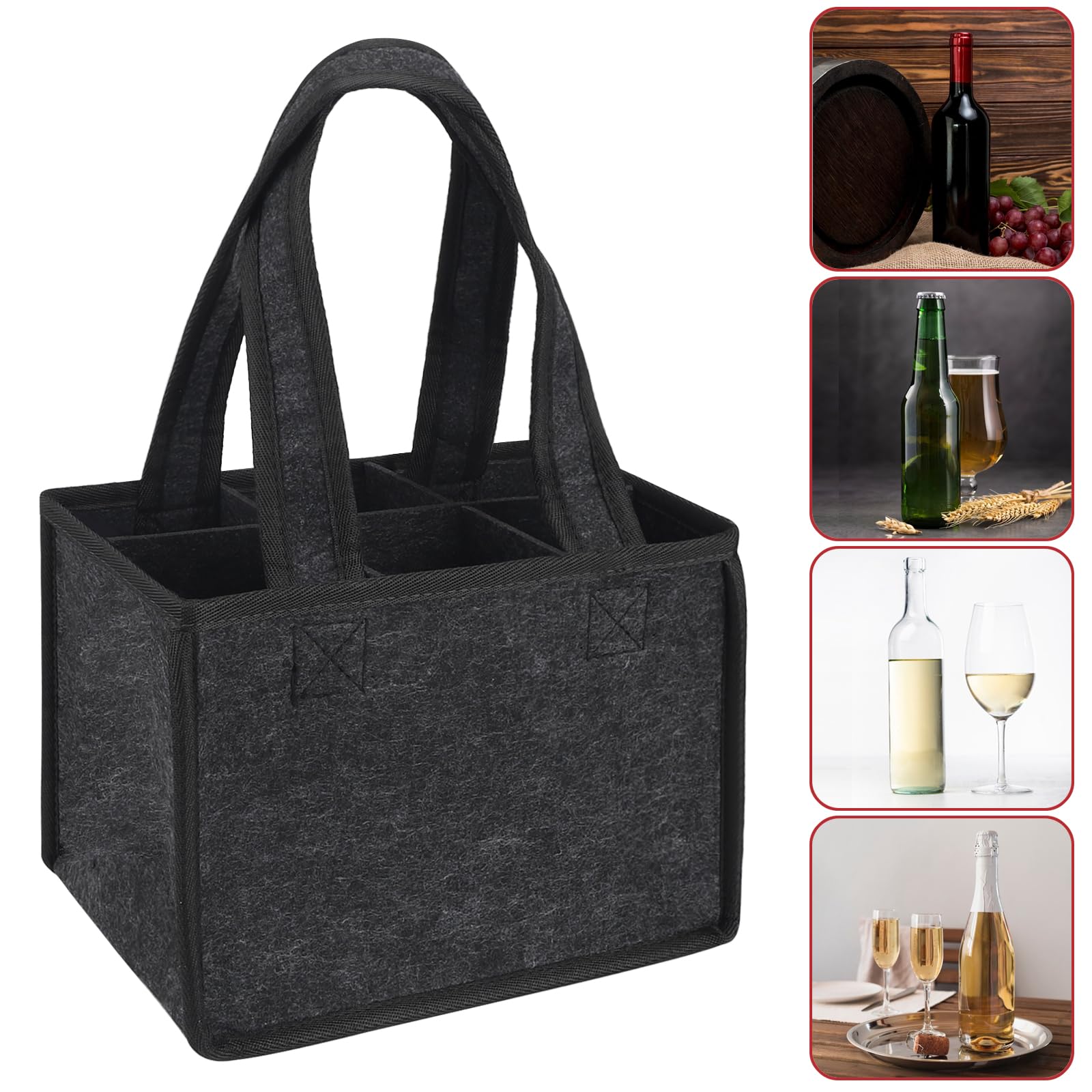 Torby na butelki, 2 szt., 6 butelek, kosz na wino, torba na piwo, na kemping, szare