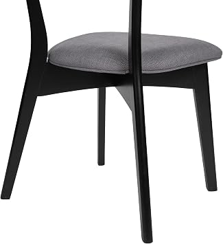 Chazz Upholstered Dining Chairs- Dark Gray/Matte Black (Set of 2)