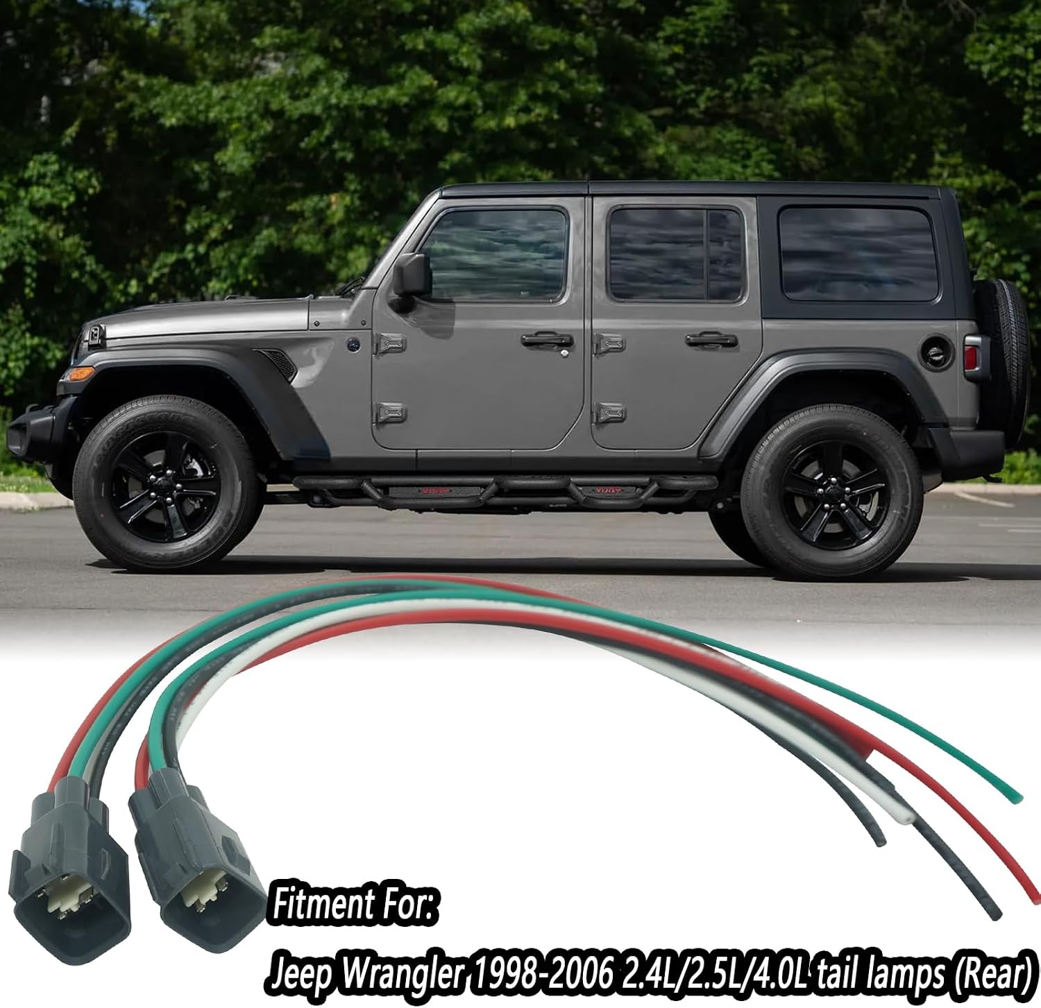 2 Pcs 4 Wires Tail Lights Connector Wiring Harness Pigtail Plug for Jeep Wrangler 1998-2006 2.4L/2.5L/4.0L Replaced OE# 56018649AC