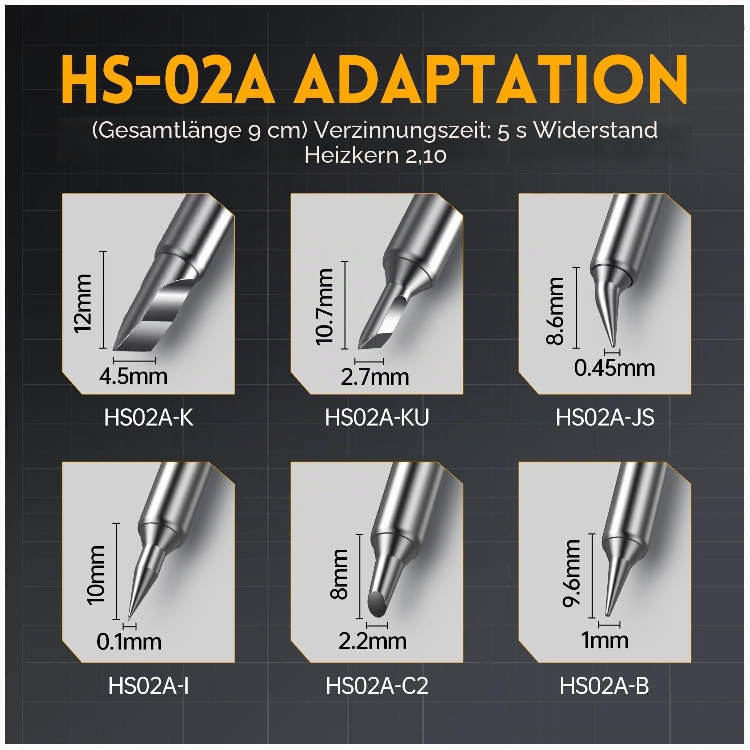 Lötkolben,HS-02A Intelligentes Lötkolben Metalllötzensatz CNC 100-450°C Einstellbar Mit 6 Lötköpfen Und Adapter 100W Digitales Intelligentes Tragbares Lötgerät