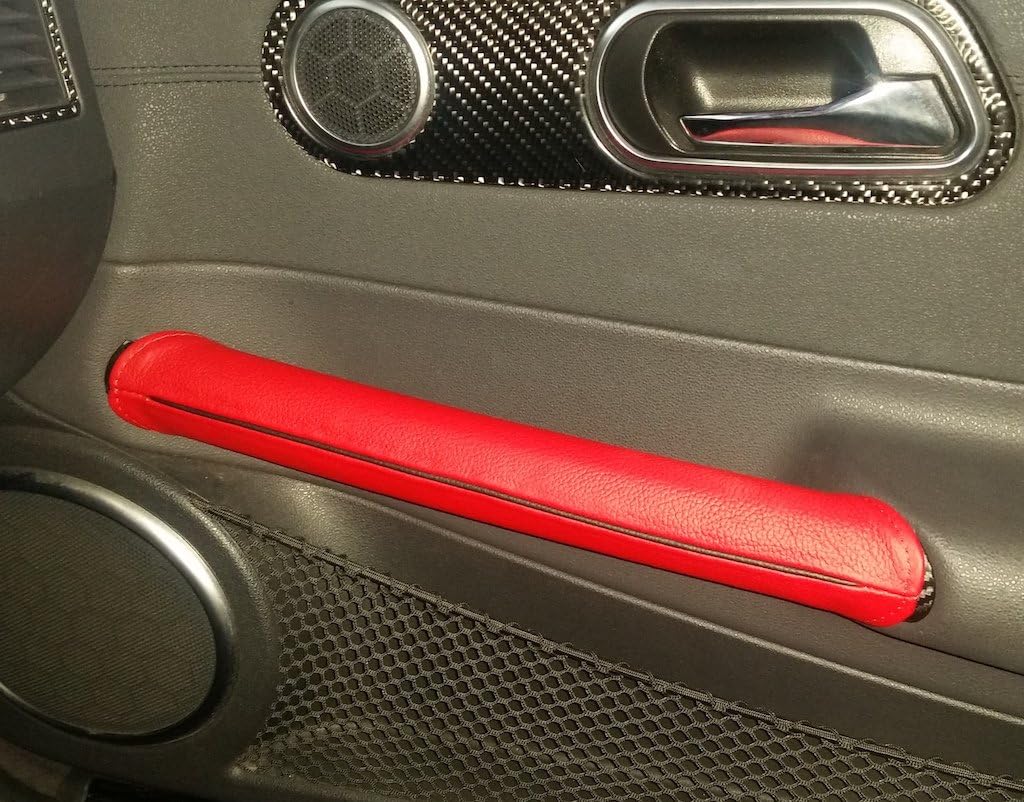 RedlineGoods Door Pull Covers Compatible with Chrysler Crossfire 2003-08. Tailor Made - not Universal. Genuine top-Grade Italian Gray Leather with Black Thread