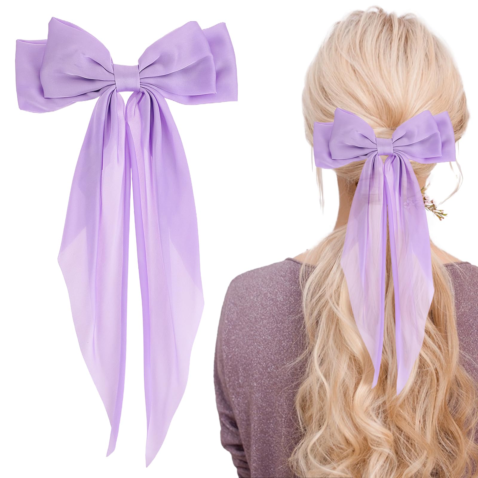 10 Stück Seidige Satin-Haarschleifen Mit Metallclips – Große Größe 13x20 Cm, In 10 Farben Für Frauen, Mädchen & Teenager