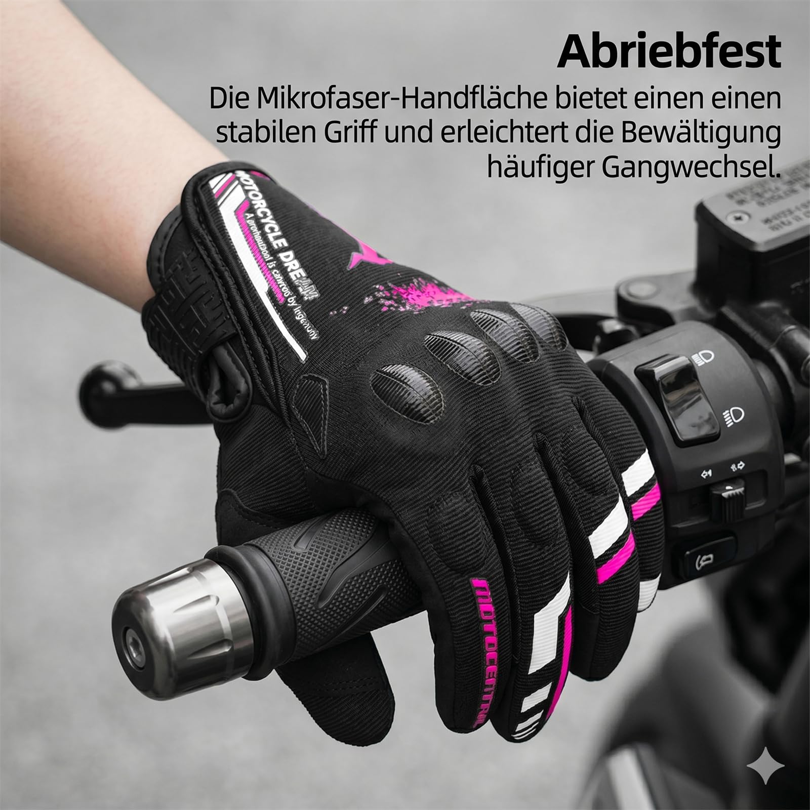Guanti da Moto Estivi Traspiranti, Guanti da Moto Touchscreen Rigidi per Donna, Guanti da Motocross Rosa per BMX ATV MTB Ciclismo da Corsa Equitazione