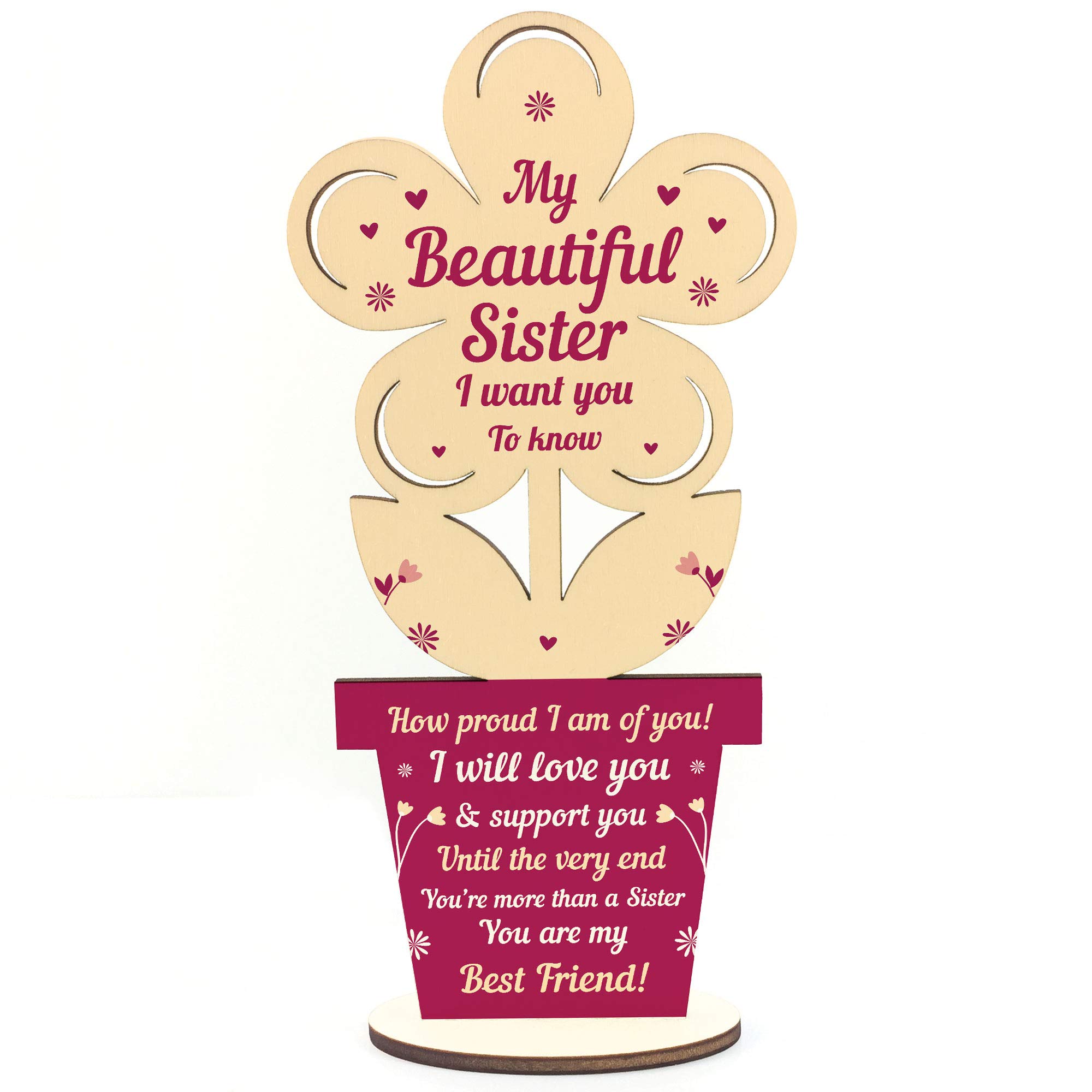 Sister Birthday Sister Christmas Wooden Heart Best Friend Friendship Plaque