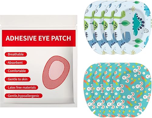 AndicAge 40 parches adhesivos para niños, parches de ojos transpirables de dibujos animados, sin látex, vendajes adhesivos de algodón hipoalergénico