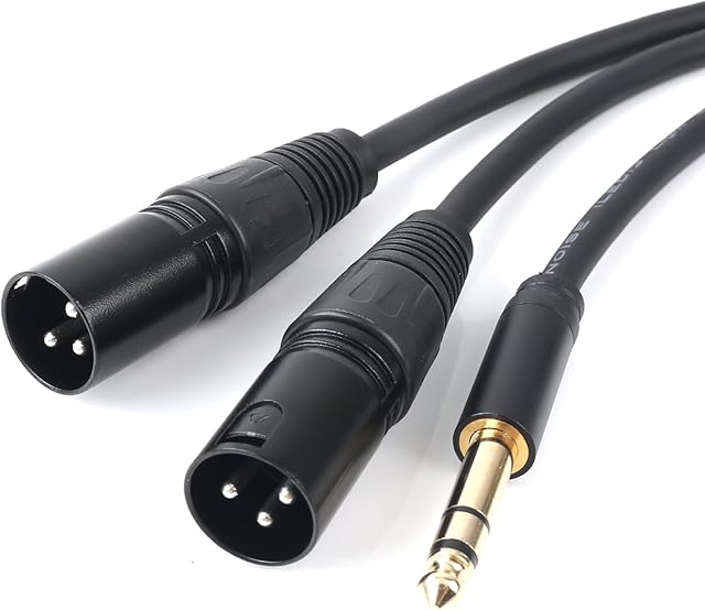 SiYear 6.35mm (1/4inch) TRS Male Plug to 2 Dual XLR Male Microphone Stereo Balanced Audio Converter Adapter Y Splitte Cable Cord 5FT/1.5M