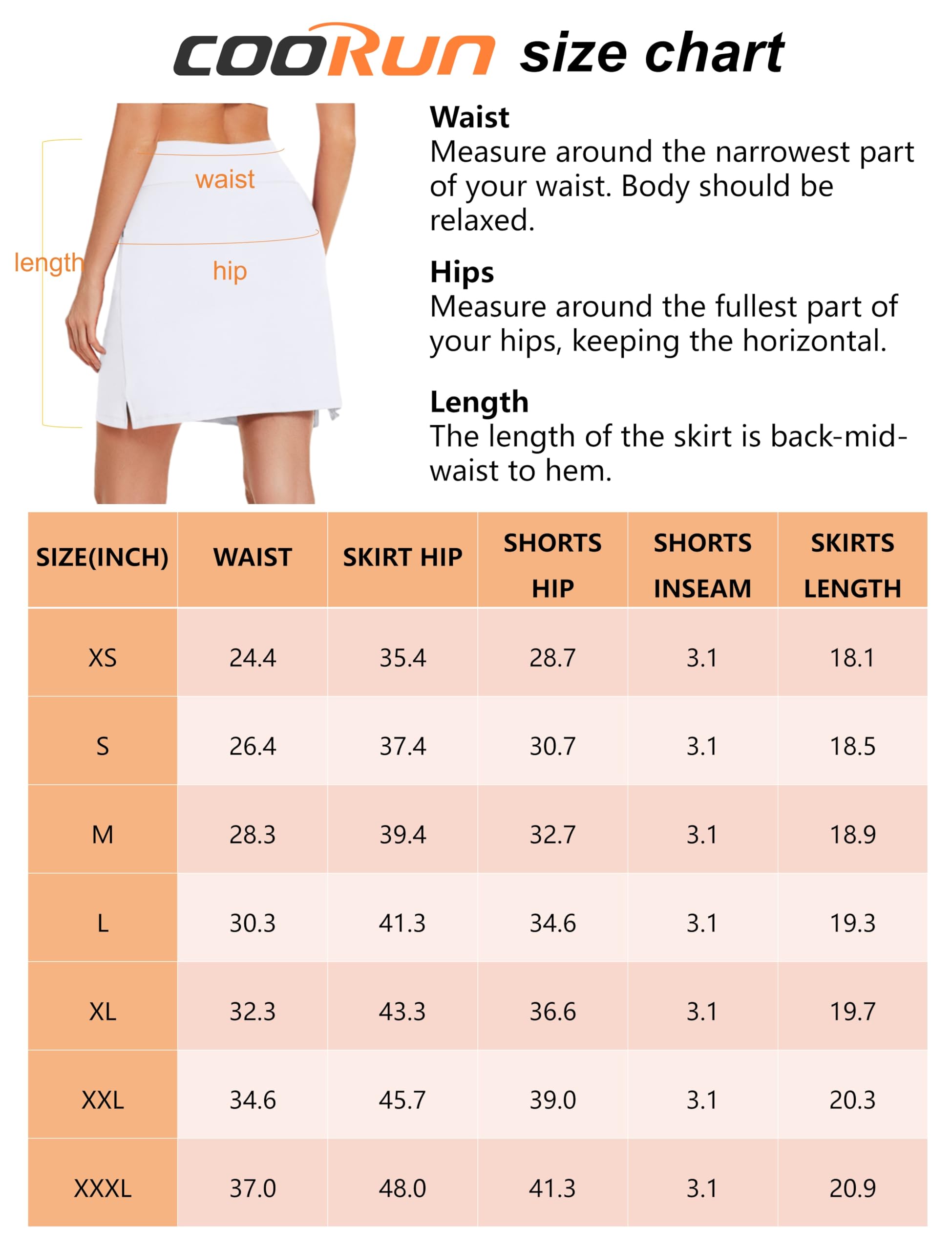 COOrun Jupe-short de sport pour femmes avec poches, longueur genou, short intégré, jupe décontractée pour entraînement de golf, tennis (taille XS à 3XL)