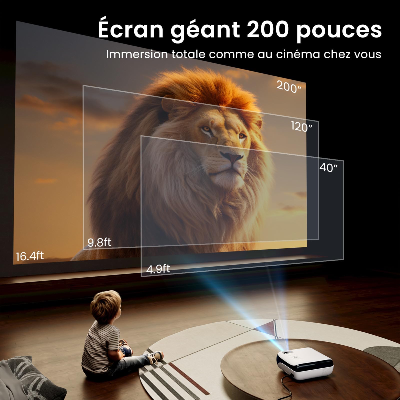 Mini Proiettore 4K, HAPPRUN 2025 Upgraded Videoproiettore Portatile 1080P Full HD Bluetooth 5.1 Projector da Esterno Compatibile con HDMI/TV Stick/USB/PS5/Laptop