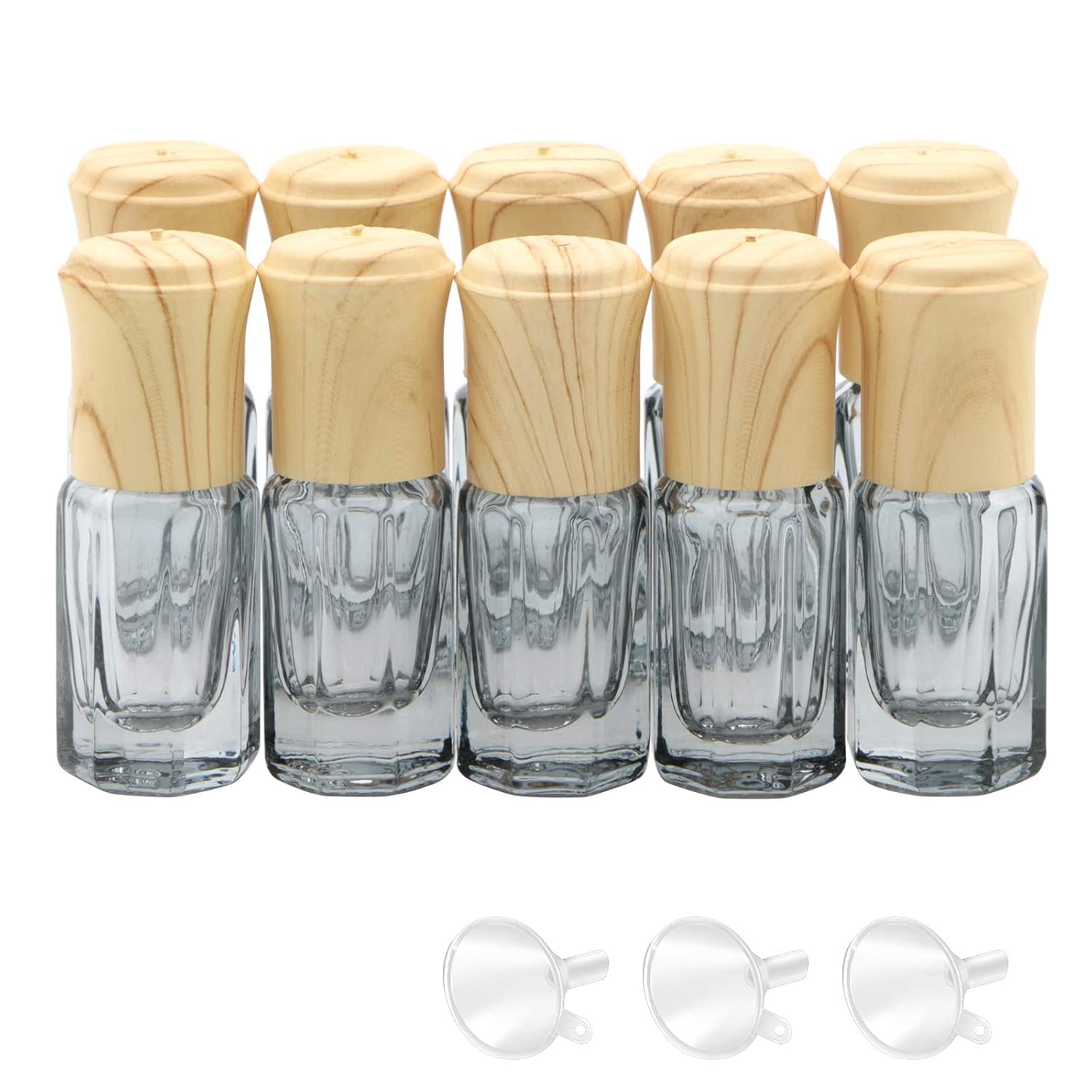 Newzoll 10Pcs 3ml Black Glass Roller Bottles for Essential Oils, Mini Roll on Vials Cosmetics Perfume Sample Containers, Includes Funnel