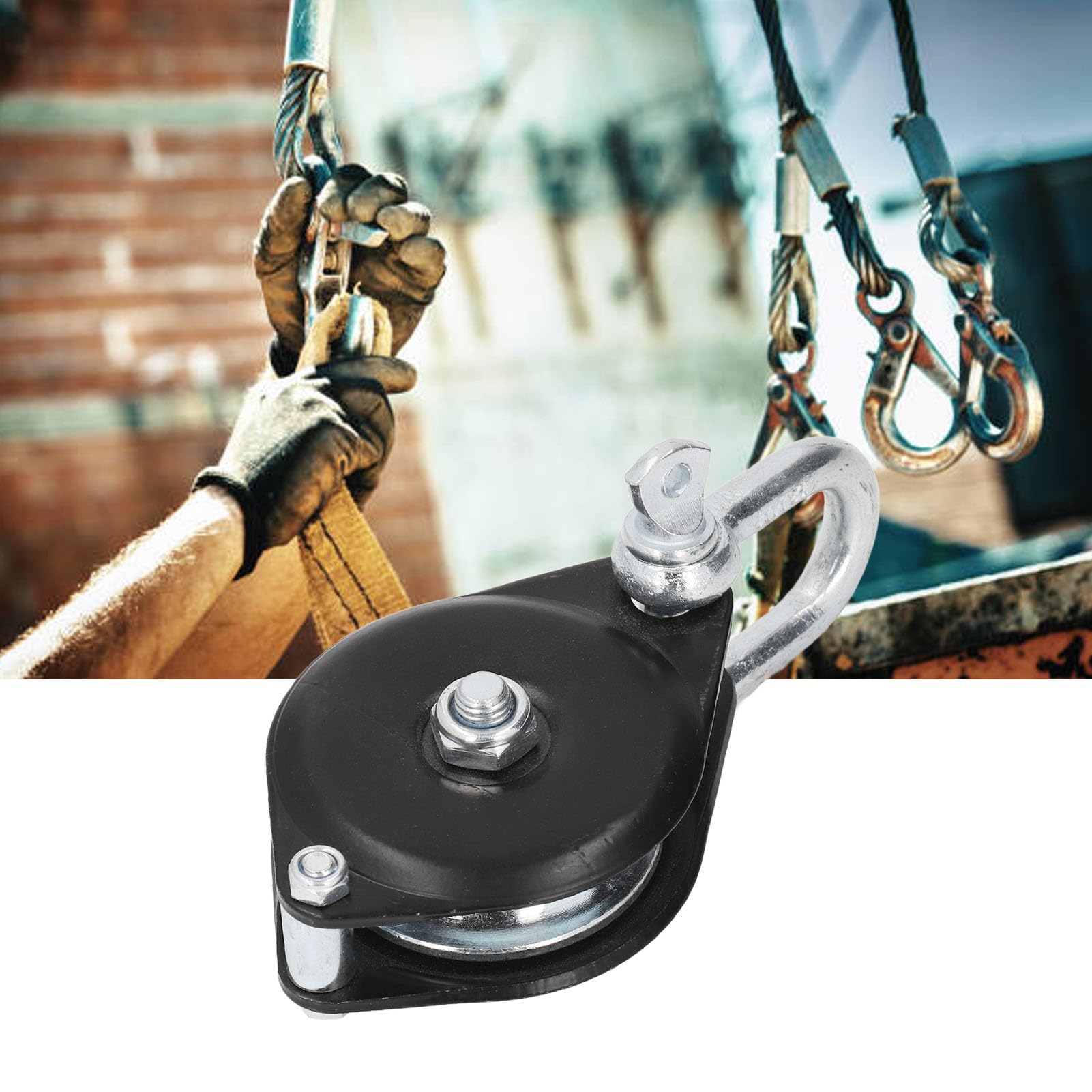 Natudeco Single Pulley Snatch Block Swivel Shackle Pulley 0.4T Load Capacity Alloy Steel Lifting Hook Sailboat Pulley for Sailboat