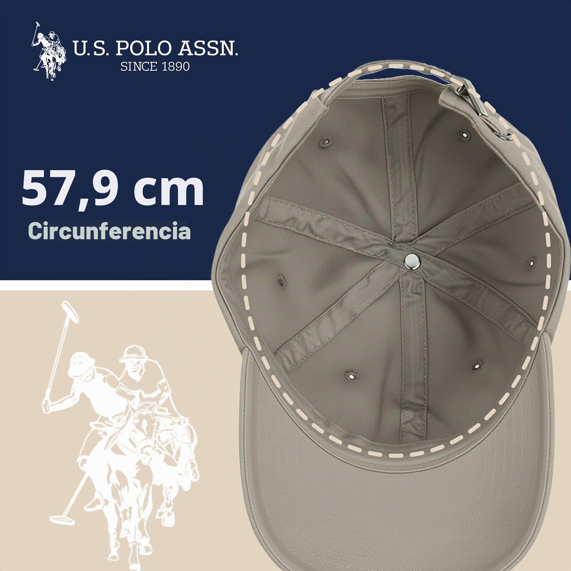 U.S. Polo Assn. Gorra de béisbol pequeña con logotipo de pony, 100 % algodón, gorra ajustable