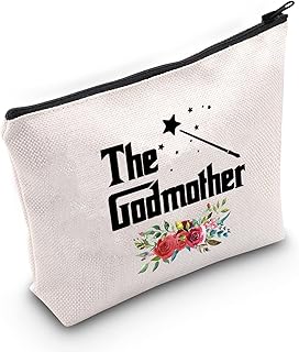 TOBGBE Godmother Gift The Godmother Zipper Cosmetic Bag Fairy Godmother Makeup Bag Travel Case Baptism Gift (The Godmother ca)