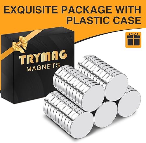 Miniatura 4 de TRYMAG Imanes pequeños de 0.315 x 0.079 in, 160 imanes pequeños redondos de tierras raras, pequeños imanes de disco de neodimio fuertes para pizarra