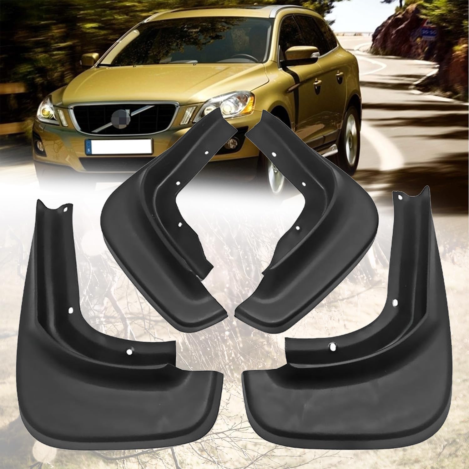 Fengxh Normal No-Drill Mudflaps For Volvo Xc60 2008-2013, Bolt-On Kit, Road Legal