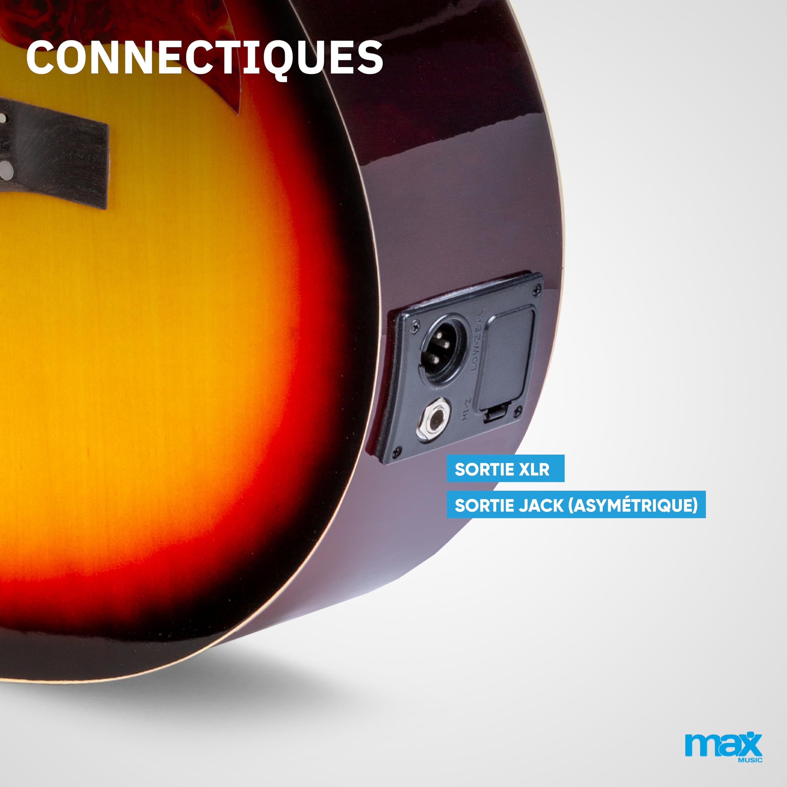 MAX ShowKit Guitare Électro-Acoustique avec Accessoires - Sunburst, Idéal pour Débuter la Guitare