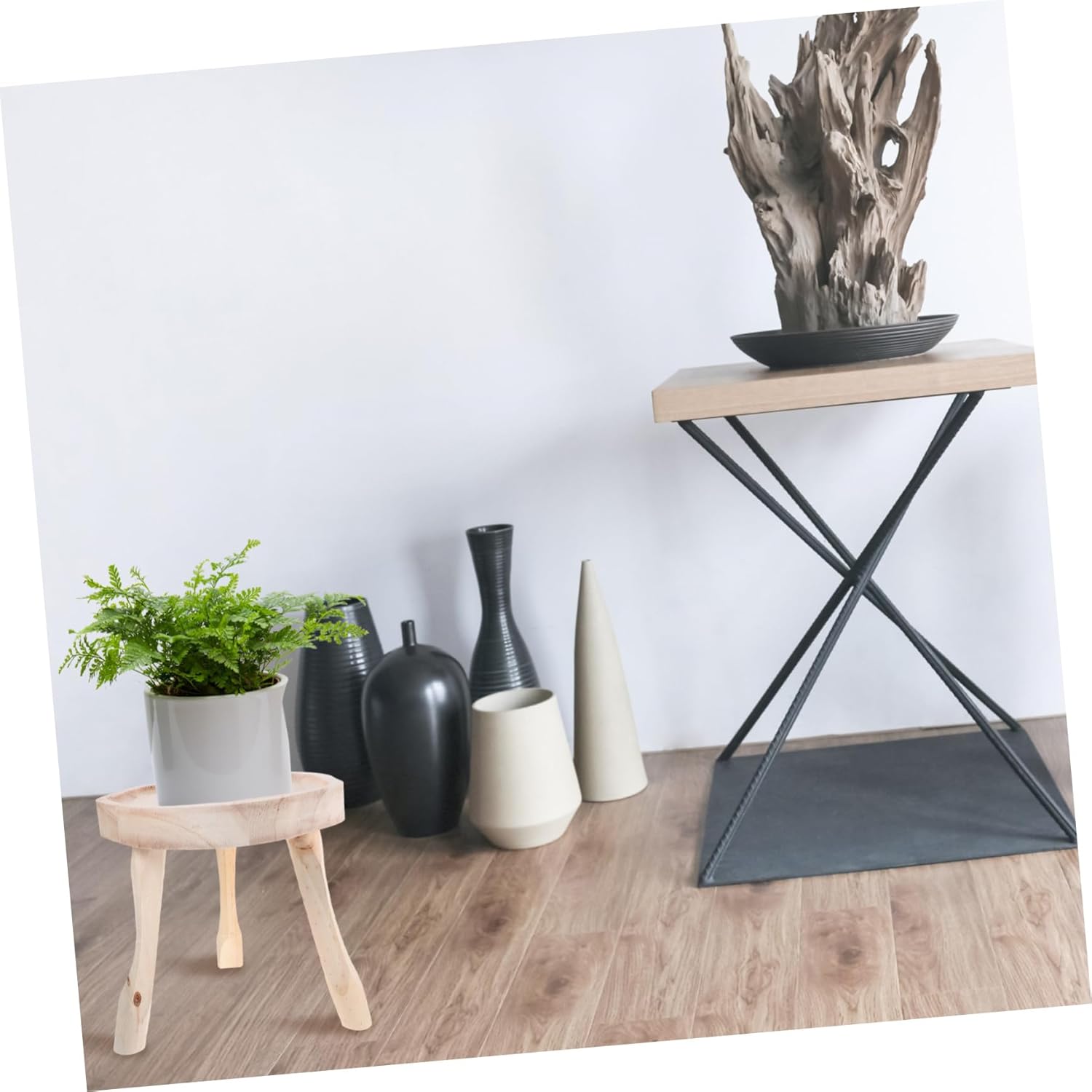 Wooden Plant Stand Riser for Flower Pots Multi-purpose Detachable Flowerpot Stool for Indoor and Outdoor Use Natural for Balconies Rooms and Gardens