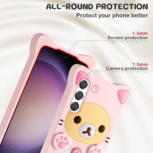 Miniatura 4 de STSNano Funda Kawaii para Galaxy S22 3D con diseño de oso de dibujos animados, a la moda, divertida, divertida, suave, TPU para Samsung Galaxy S22
