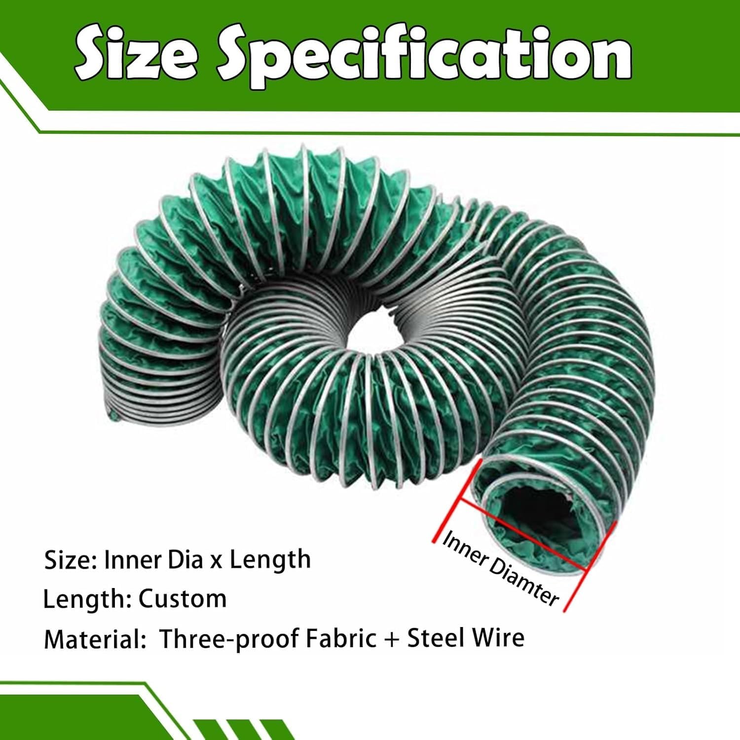 Manguera de aire acondicionado flexible portátil de 2 m, 150 mm, tubo de ventilación aislado para espacios reducidos, solución de ventilación de aire verde, ideal para uso doméstico y de oficina