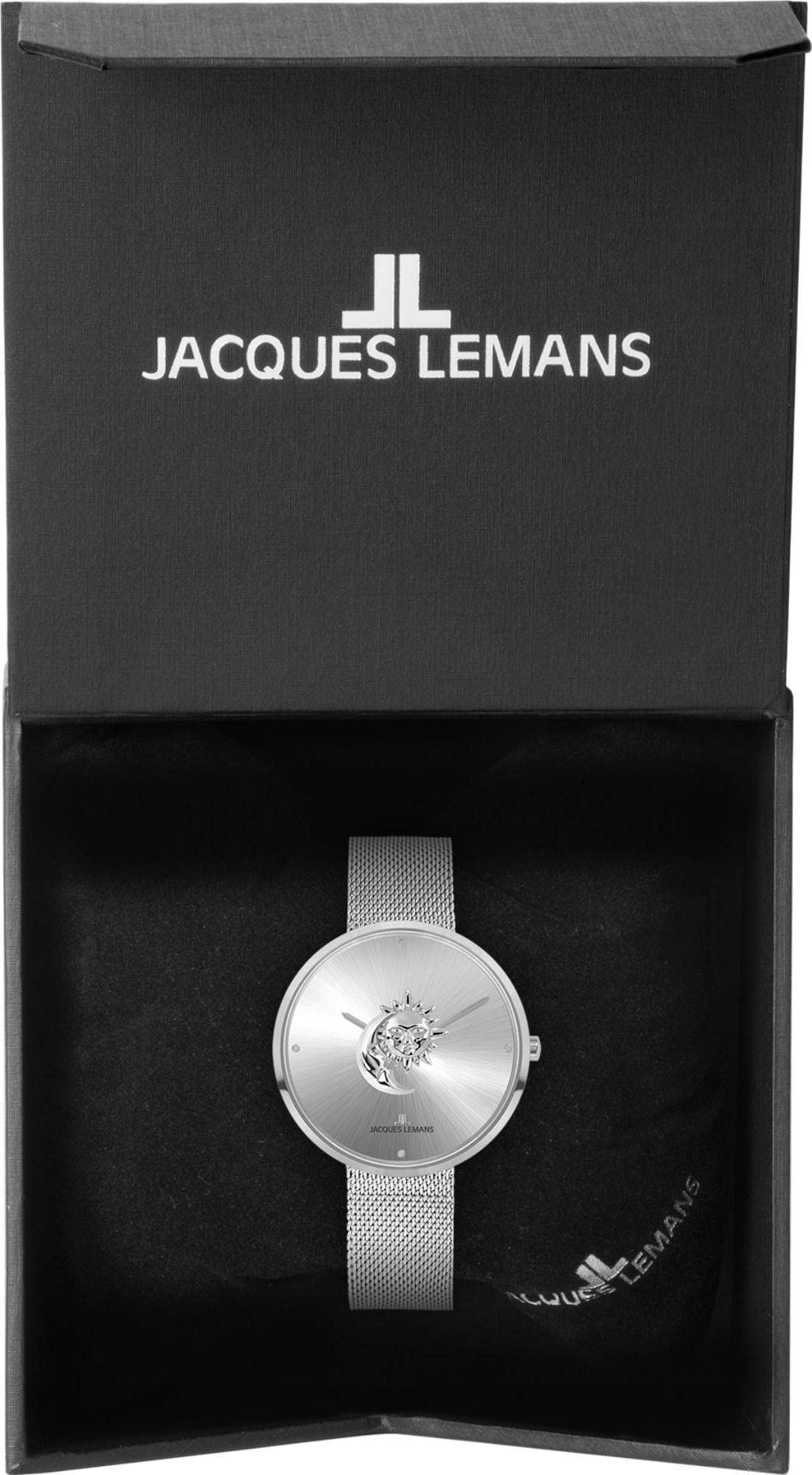 Jacques Lemans Damenarmbanduhr Design 1-2092M Edelstahl, Mond, Sonne