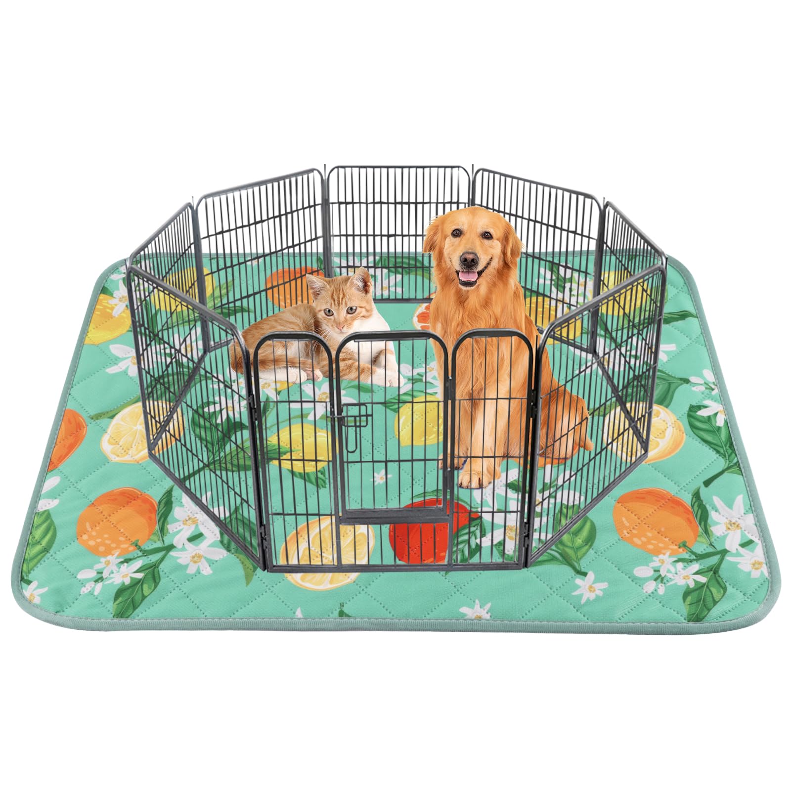 Tapis d'urine lavable vert citron 160 cm pour sécuriser le parc des chiots