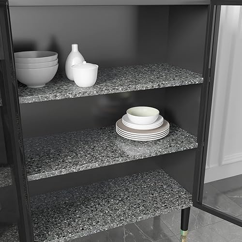 Miniatura 5 de CRE8TIVE Papel adhesivo de granito negro claro para encimeras, impermeable, de terrazo, despegar y pegar, extraíble, autoadhesivo, vinilo brillante,