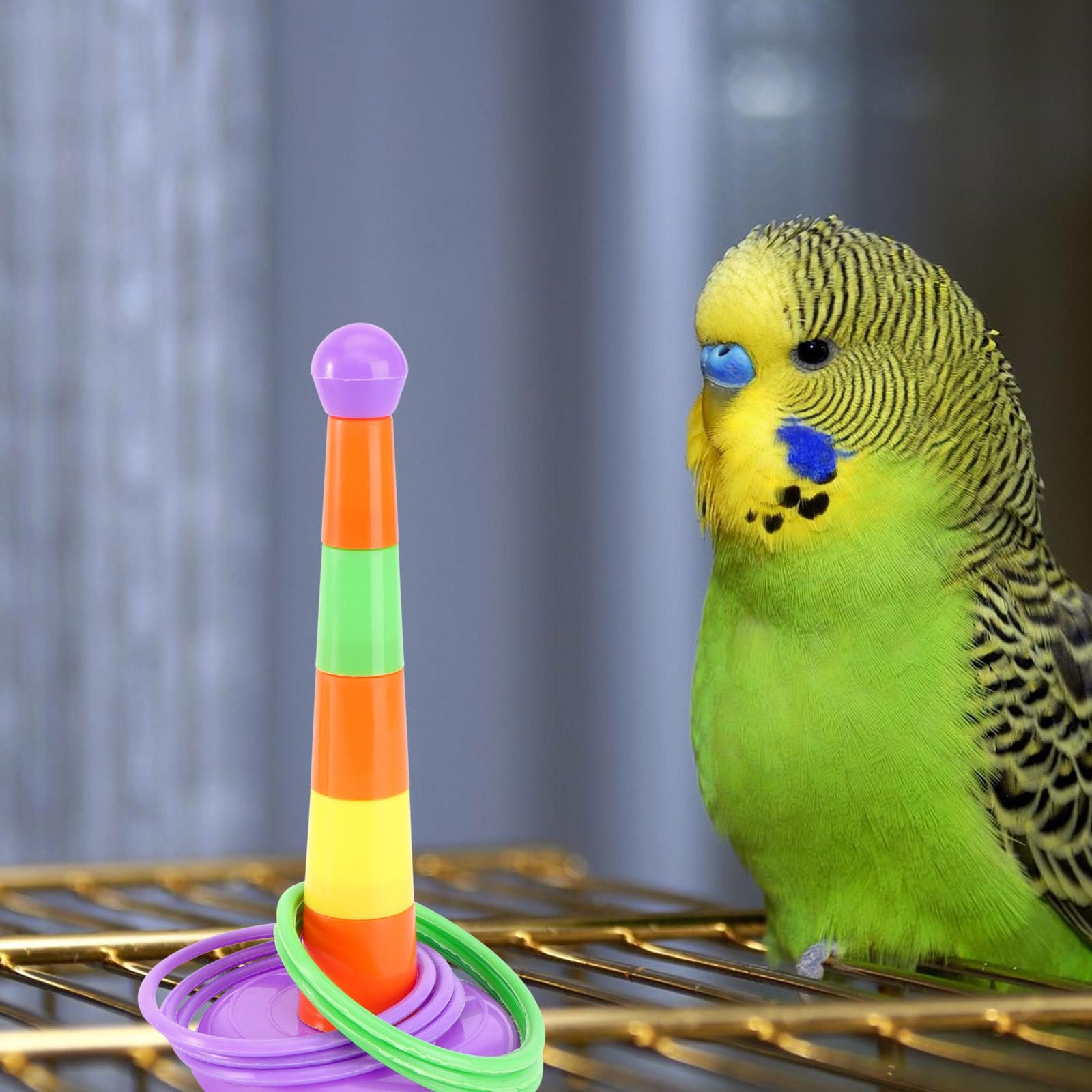Hohopeti Vogelspielzeug Satz für Wellensittiche mit Kauspielzeug und Plastik Robust und Bissfest Inkl Skateboard Spielzeug und Basketballständer für Vogelkäfige Zufällige Farbe
