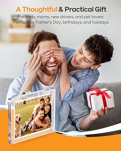 Miniatura 7 de 2 clips de fotos grandes para visera solar de automóvil, marco acrílico magnético de 3.5 x 4.4 pulgadas para fotos Instax Wide y Polaroid I, fácil