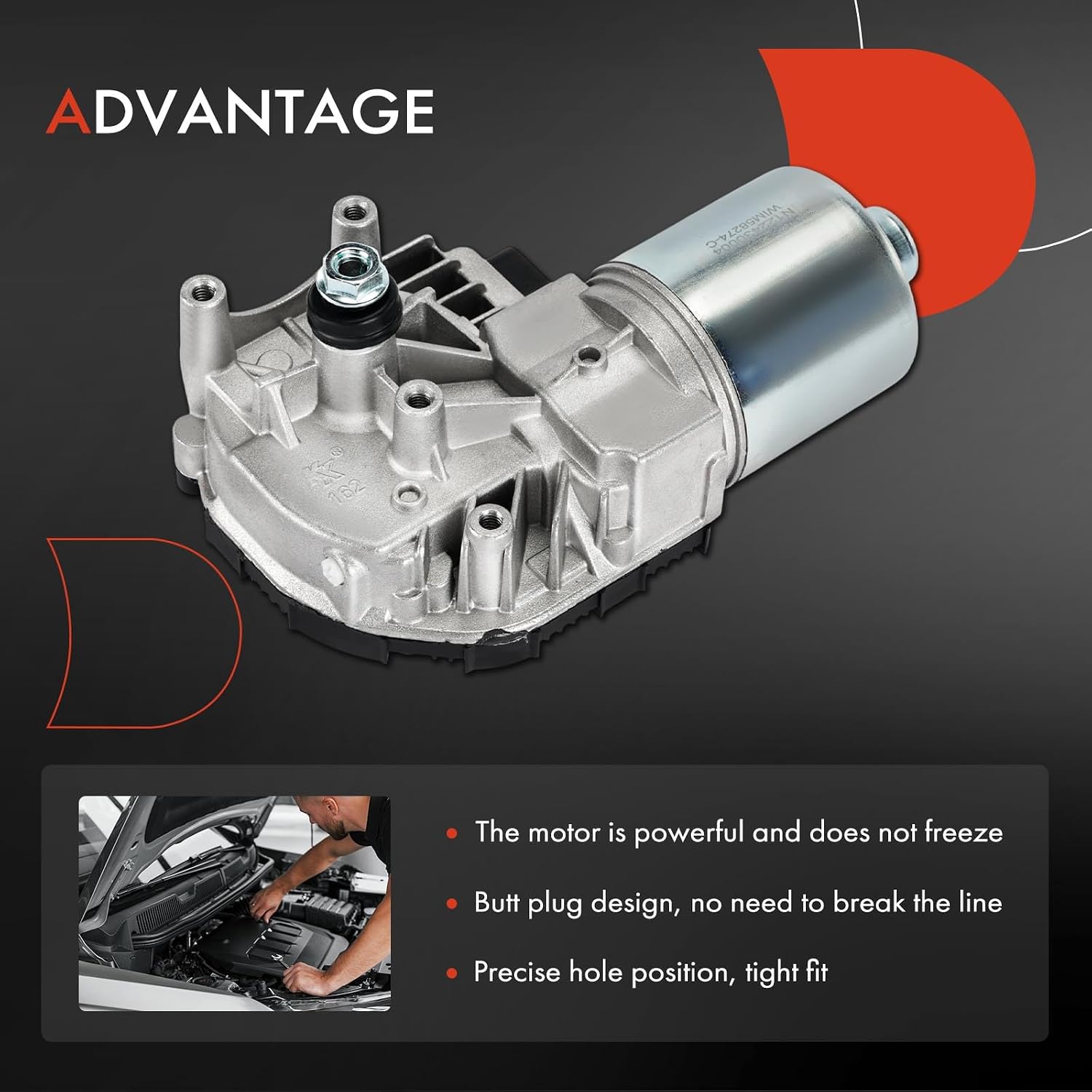 A-Premium Front Windshield Wiper Motor Compatible with Mercedes-Benz C300 2015-2018, C350e 2016-2018, C400 2015, C43 AMG 2017-2018, C450 AMG 2016, C63 AMG 2015-2018, 4-Pin, Left Hand Drive