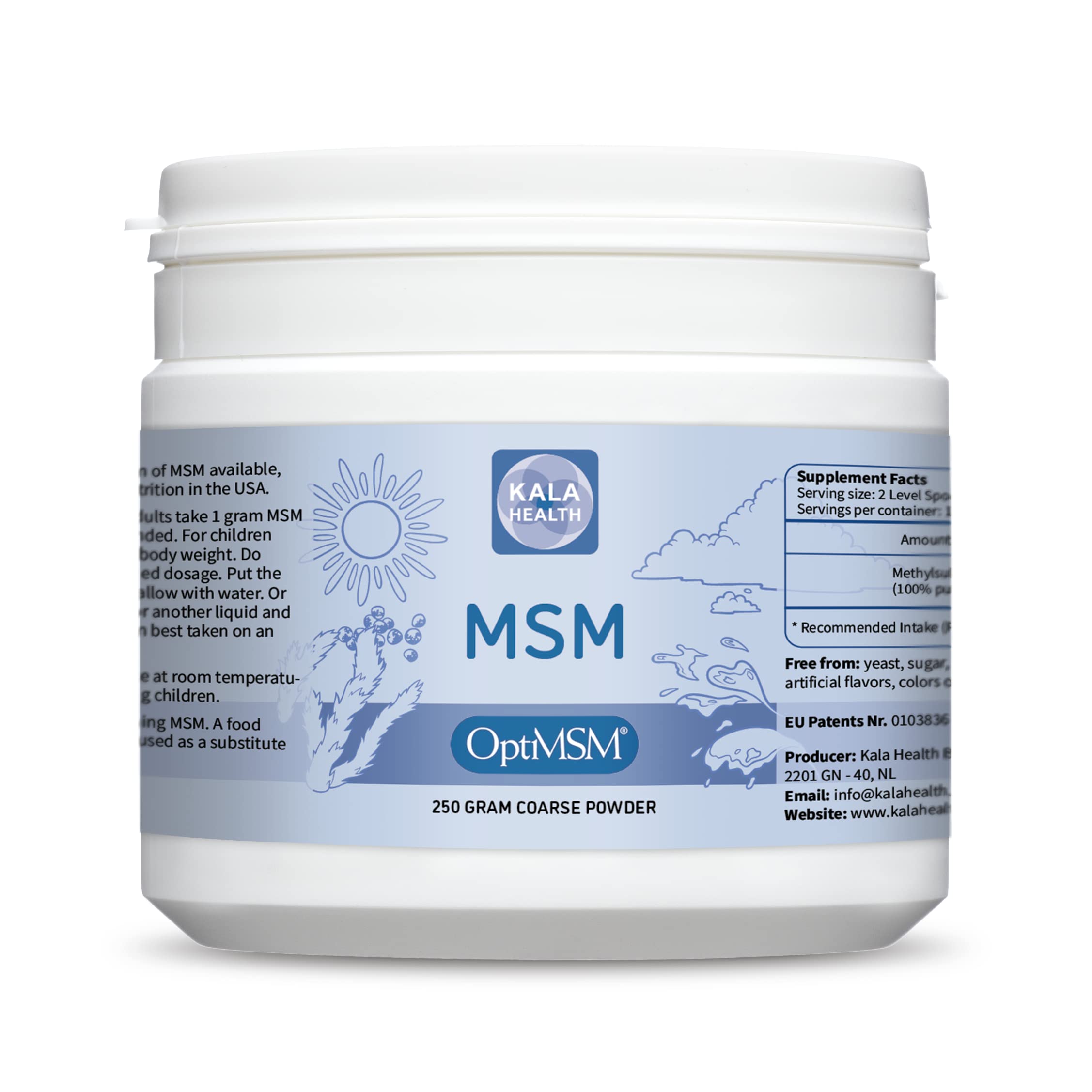 Kala Health OptiMSM – Pure Methylsulfonylmethane MSM Supplement Powder – Organic, Gluten Free, Non-GMO – Best MSM Sulfur Crystals / Powder for Kids and Adults – Hair Growth, Inflammation, Skin Health