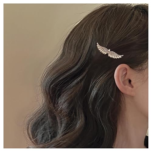 Andelaisi Pinzas para el cabello con perlas de cristal vintage, pasador de pelo de ala de ángel de perlas doradas, clips de perlas de oro con