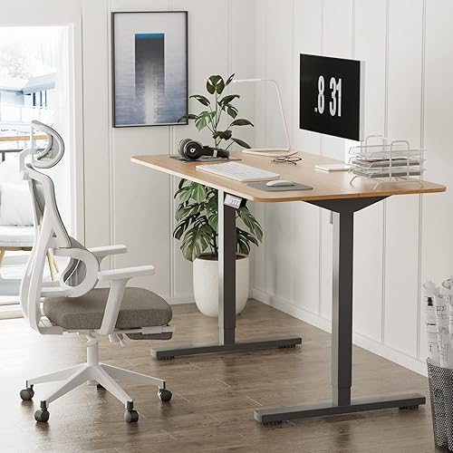 Miniatura 4 de YESHOMY Escritorio eléctrico de pie ajustable en altura, mesa de computadora de 48 pulgadas, estación de trabajo de oficina en casa, 48 pulgadas,