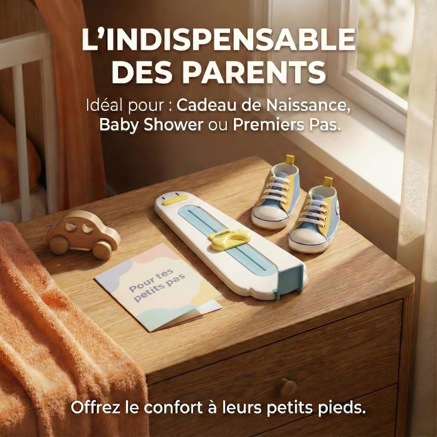 Pédimètre Bébé et Enfant (0-8 Ans) - Règle Mesure Pied Précise en CM pour Pointure Chaussure - Appareil de Mesure Ajustable, Solide en ABS & Ludique - Évite Les Erreurs de Taille - Blanc/Bleu