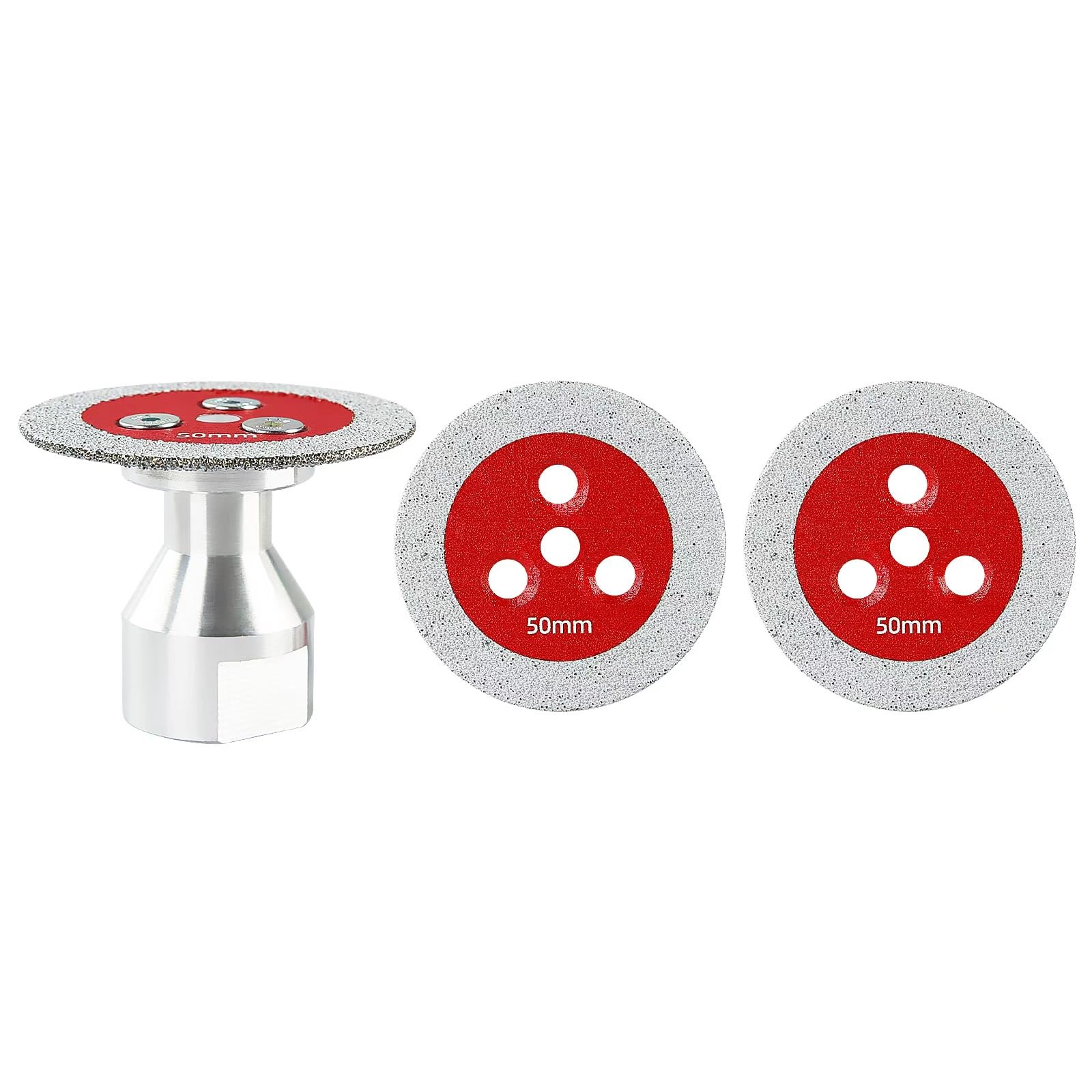 LOZLIN 3 hojas de sierra de espeleología soldadas al vacío de diamante de 50 mm, con brida extraíble de 5/8-11, mini disco de molienda para hormigón, baldosas de cerámica, metal, hojas de sierra (rojo
