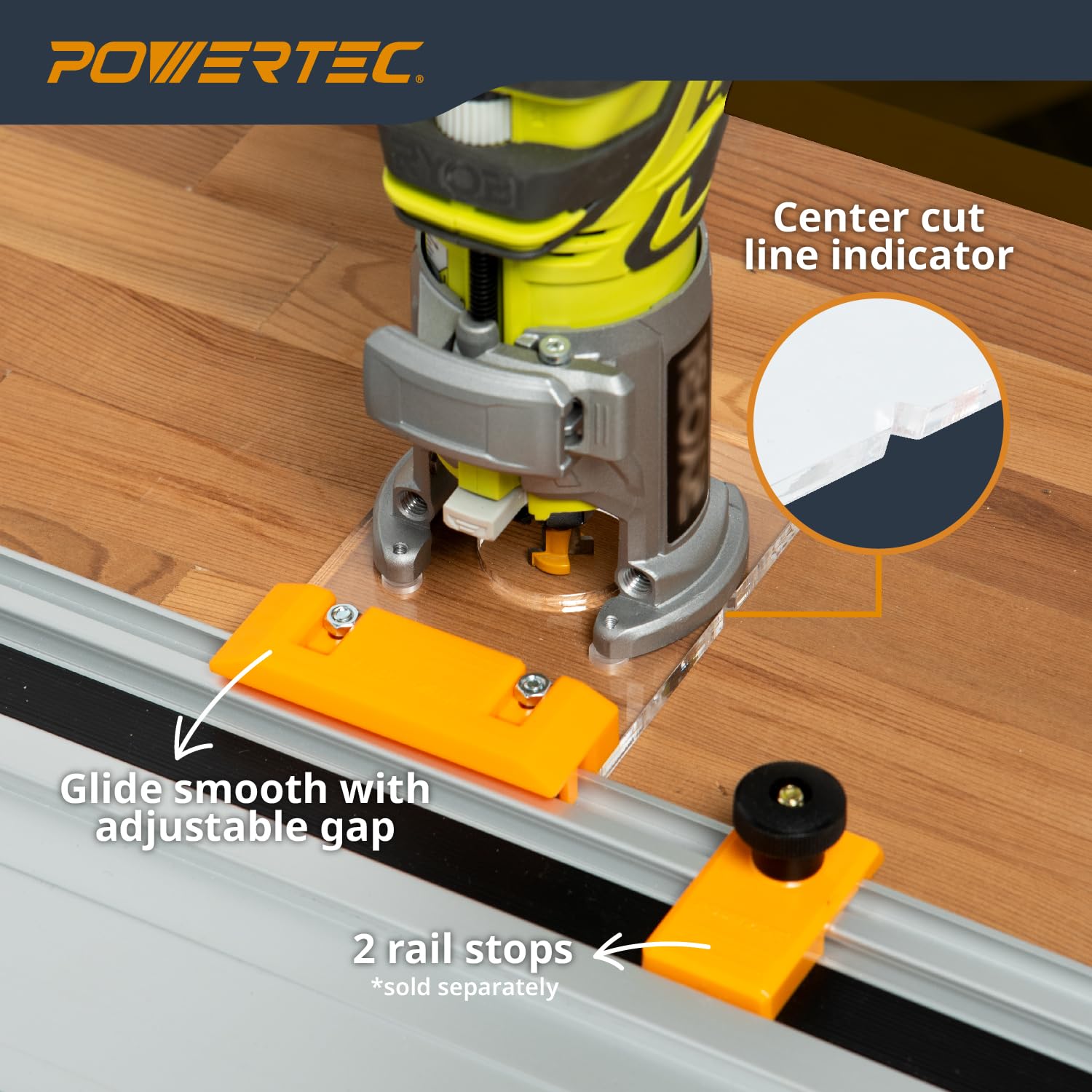 Ryobi Router Using Guide Rail Snapklik.com : POWERTEC 72024 Router Guide Rail Adapter For Ryobi P601 ...