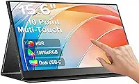 ANTUVI Tocável Portátil Monitor 15.6''+ Case, 1080P, MINI Segunda de Notebook Extensor De Tela, Ultra-Slim e Portátil, com Alto-falante de pé, Adequado para Viagens, Casa, Trabalho/Jogos