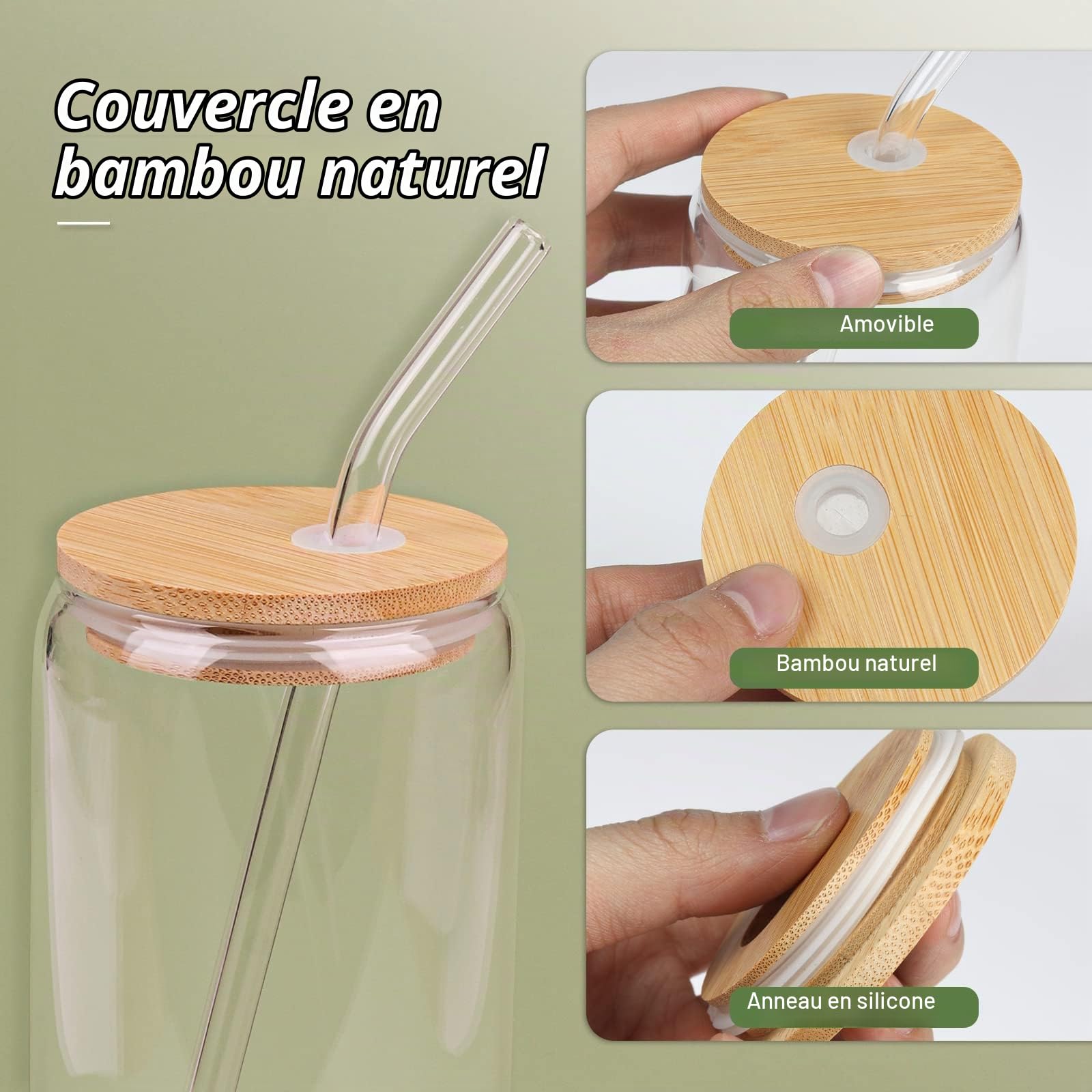 Verre Canette avec Couvercle et Paille, Lot De 8 Verre Cocktail, verre de Bière, Tasses à Café Glacé de 500ml, Verre Smoothie, Bubble Tea Cup pour Café Glacé, Soda, Bière, Jus de Fruits.