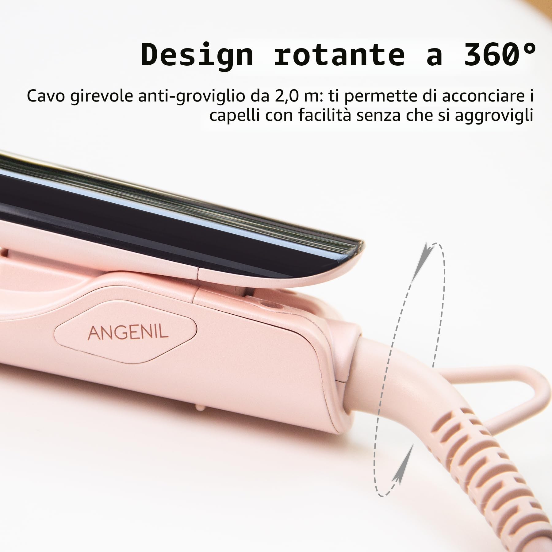 ANGENIL Piastra per Capelli Pro Titanium, Piastra per Capelli a Doppio Voltaggio e Ferro Arricciacapelli 2 in 1,