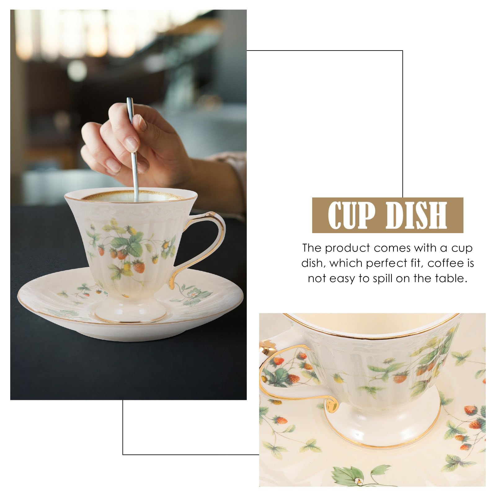 Vintage Keramik Kaffeetassen Satz mit Untertasse Europäischer Stil 1 Satz Hitzebeständig Geeignet für Zuhause und Büro Elegantes Retro Design