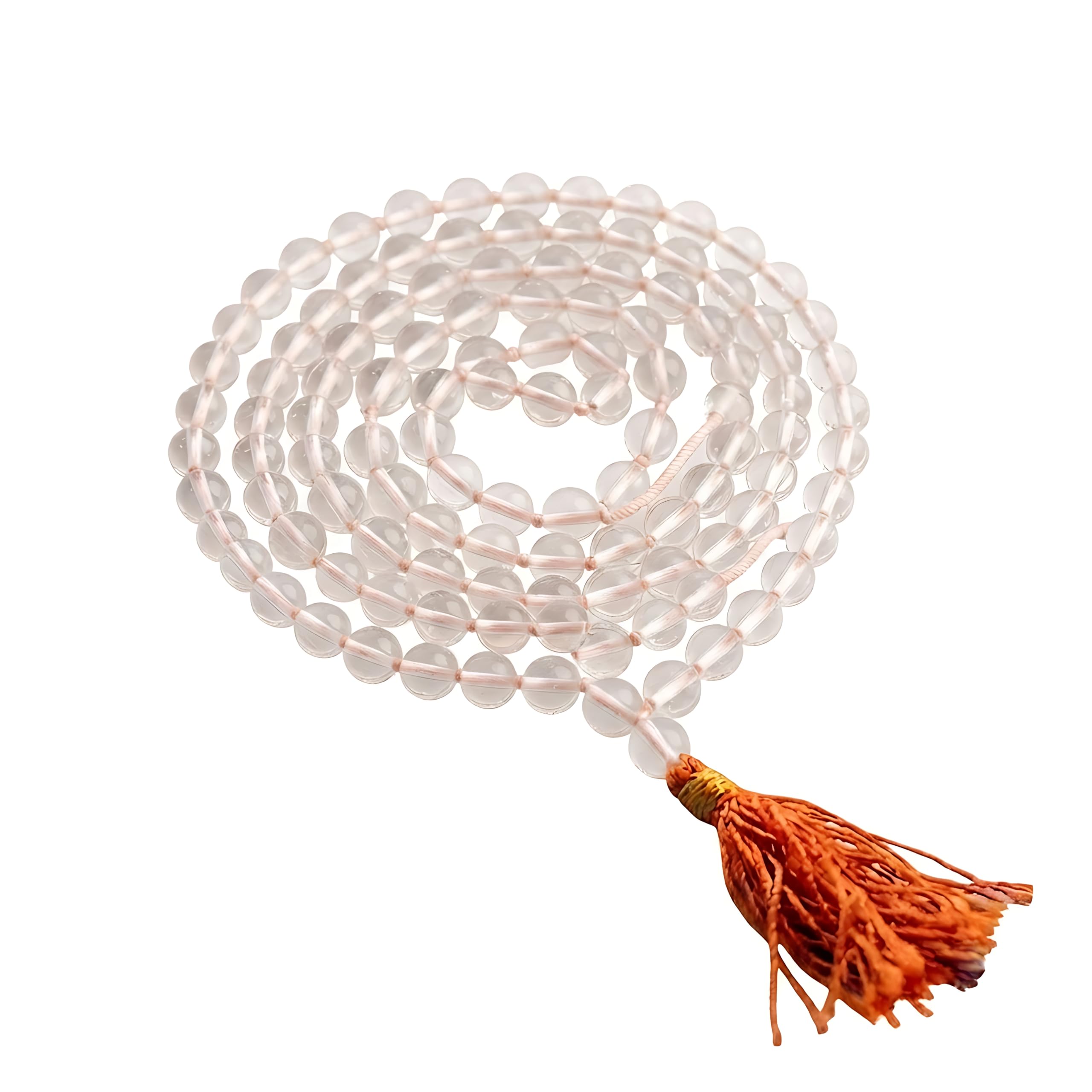Natural Sphatik Crystal Meditation & Jaap/Chanting and Pooja Mala| 108+1 Beads with Tassel | Calm Mind & Positive Energy 5mm for Men and Women