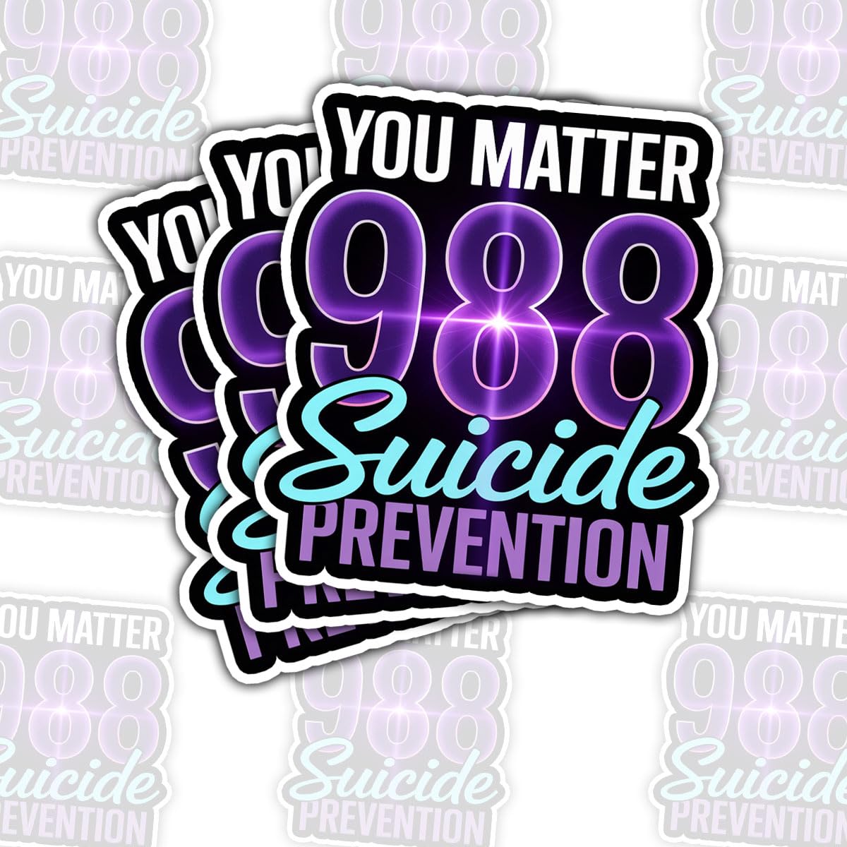 Photo 1 of (3pcs-3in) 988 Suicide Prevention Sticker Mental Health Awareness Stickers