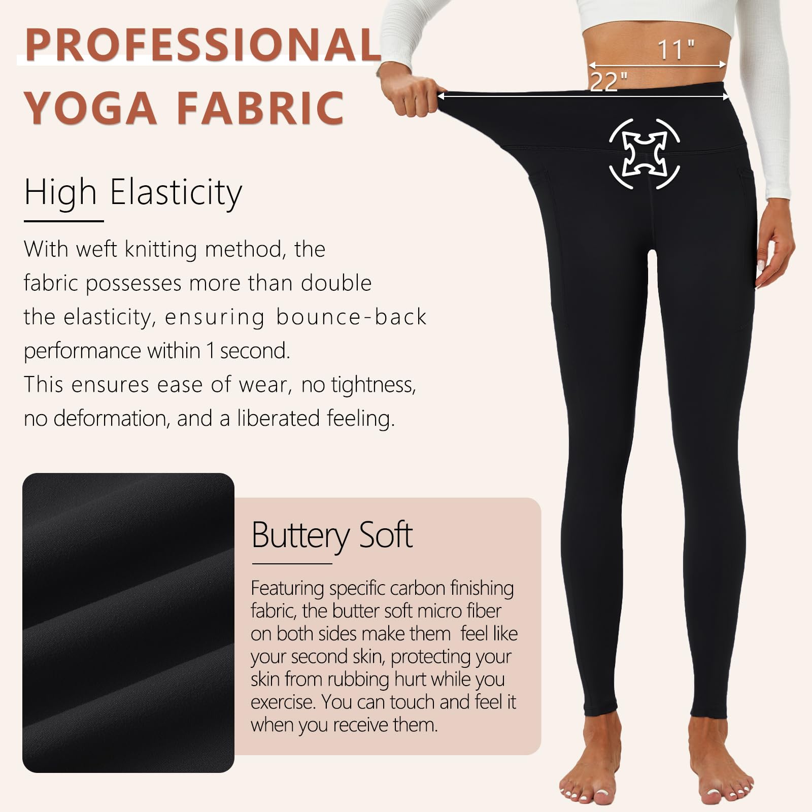 ALAVIKING Yoga Pants for Women Double Layer High Waisted Yoga Leggings Tummy Control High Stretchy Workout Pants with Pockets Buttery Soft Athletic Gym Leggings Anti Static Running Hiking?Black XL?