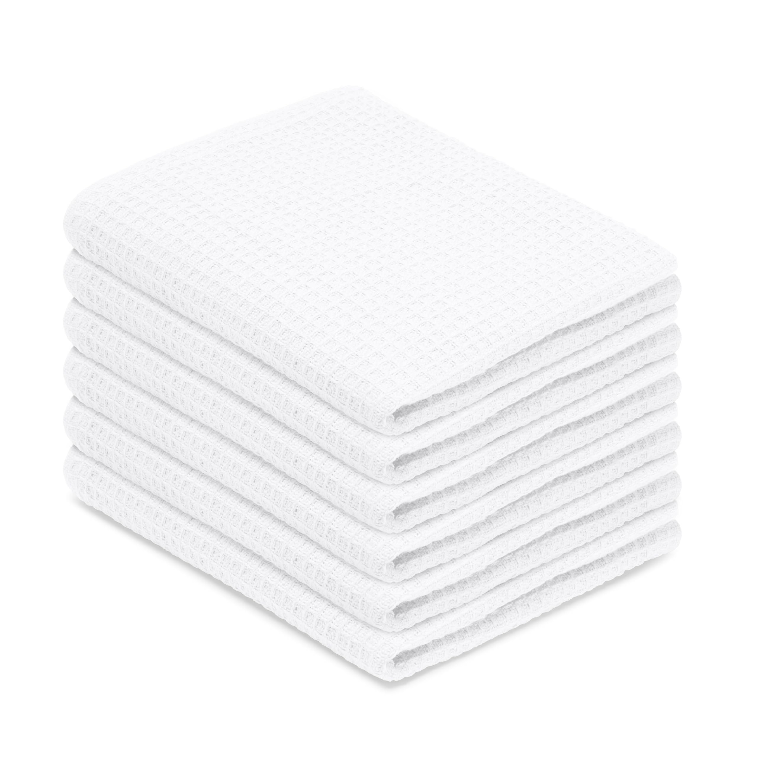 Blue Needles Waffle Weave Kitchen Towels, 15x25 Inches 100% Cotton Set of 6 Dish Towels for Kitchen, Ultra Soft & Absorbent with Hanging Loop, Spring